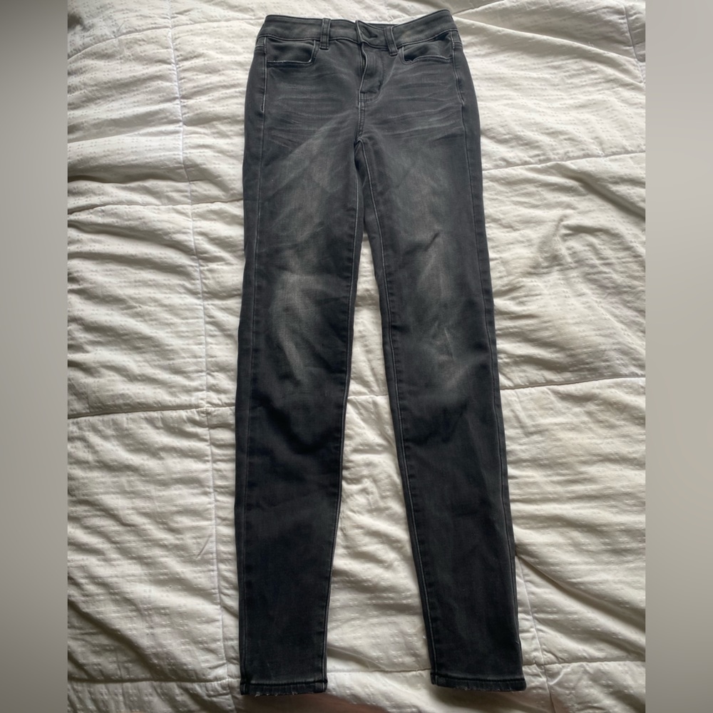 Black American Eagle High Rise Jeans Jegging Next Level Stretch Size 00